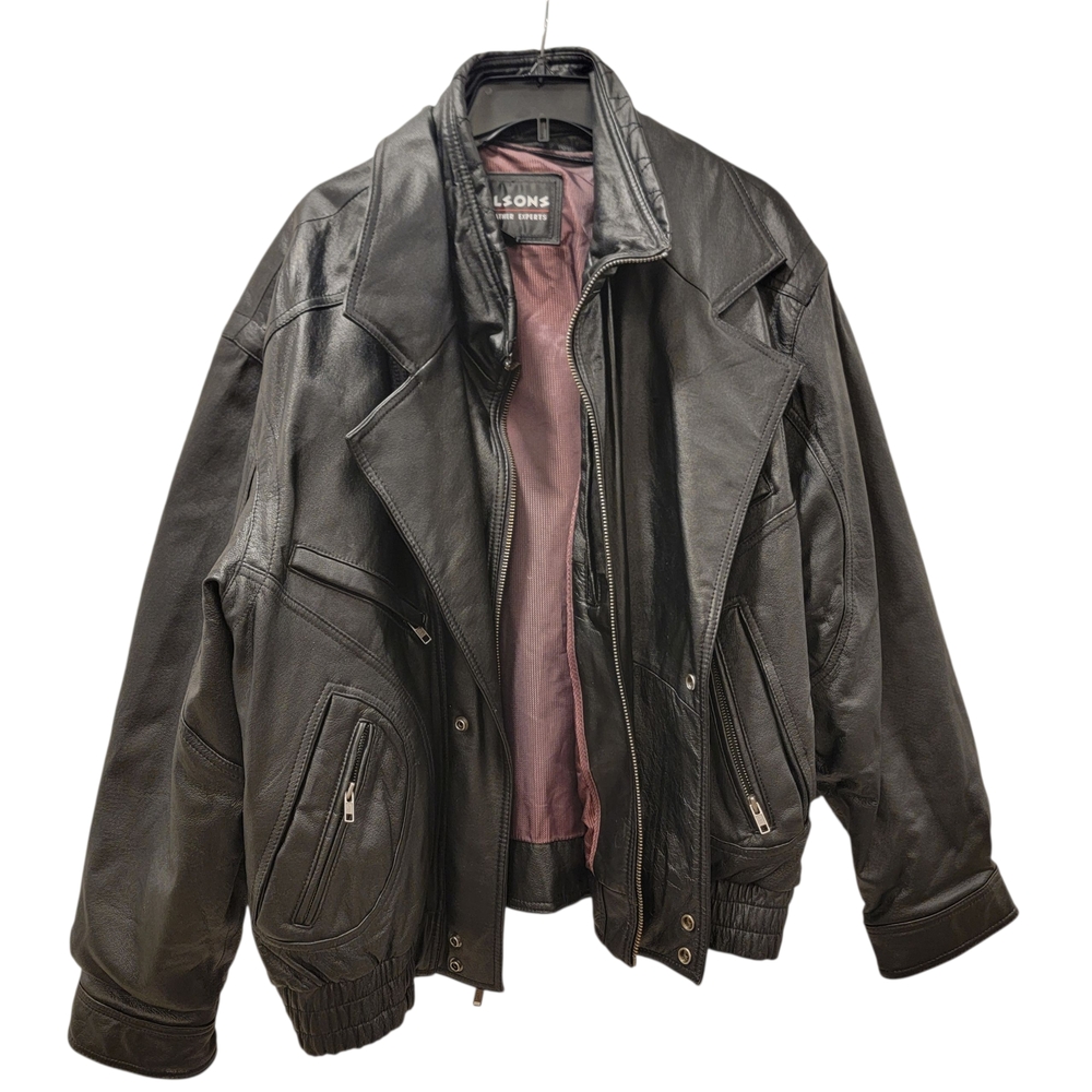 Wilson Black Leather Jacket for Men Size 1xl